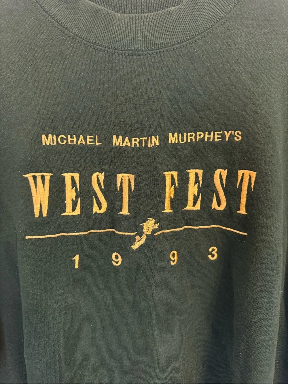 Fruit of the Loom Dark Green Crewneck Sweatshirt with Gold West Fest Graphic
